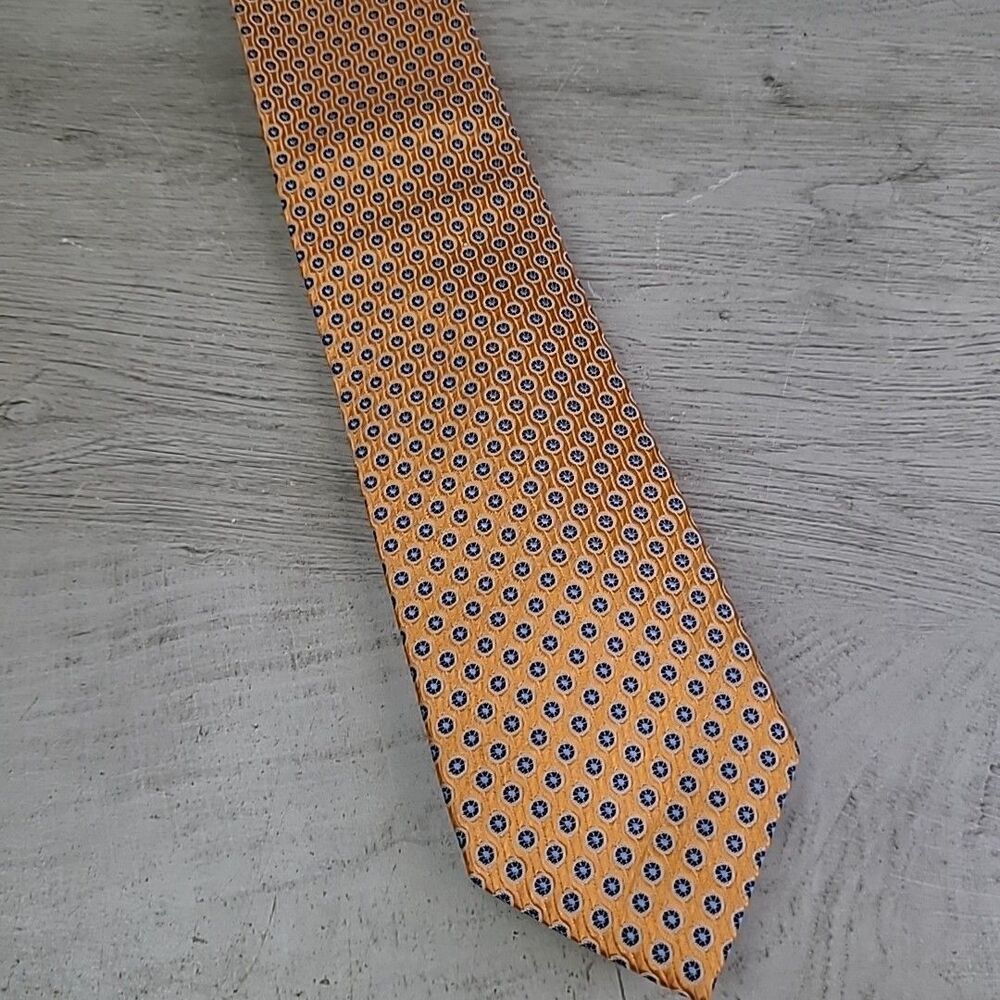 JZ Richards Boulder Orange Geometric Mens Tie Silk Handmade USA EUC